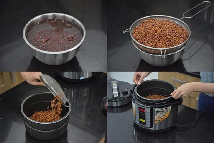 Bước 1 Hầm đậu chè đậu đỏ nước dừa bằng nồi áp suất