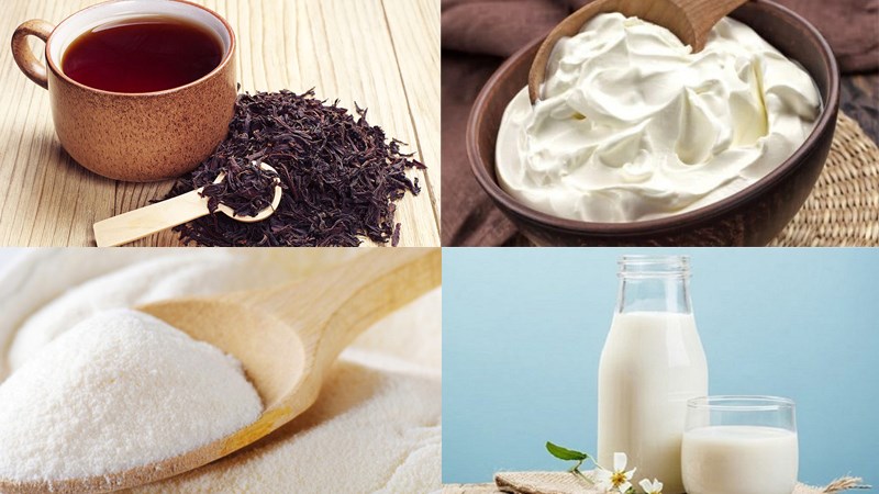 Nguyên liệu món ăn trà sữa với whipping cream