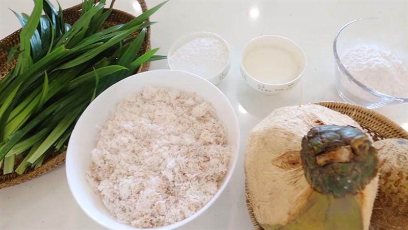 Nguyên liệu món ăn chè dừa sáp lá dứa nước cốt dừa