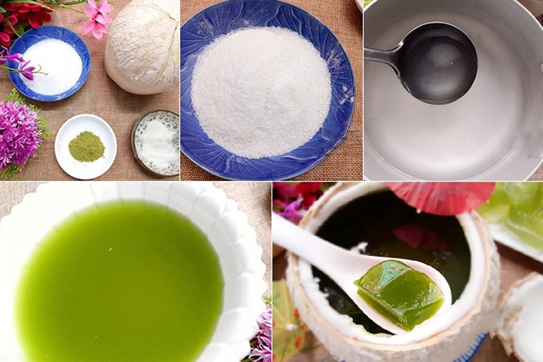 Cách làm thạch rau câu matcha hương dừa: Nấu nước làm thạch