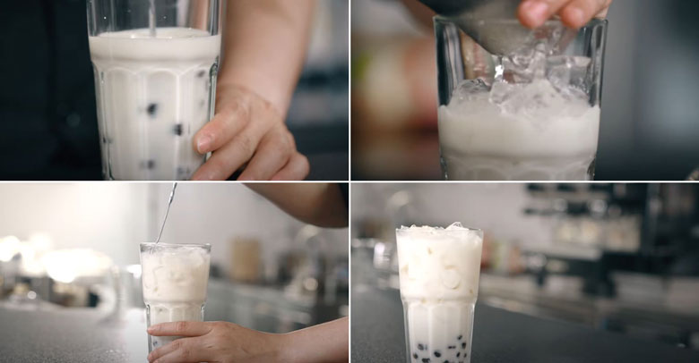 Cách làm trà sữa hokkaido cho đá vào để làm mát lạnh hương vị