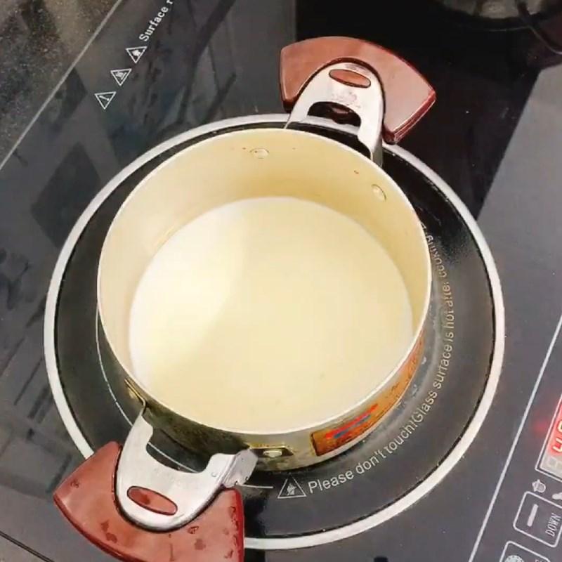 Bước 1 Nấu hỗn hợp rau câu sữa Chè khúc bạch con heo nước cốt dừa