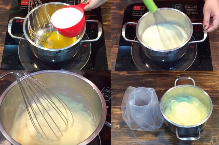 Bước 3 Làm nhân kem sữa Bánh cá taiyaki
