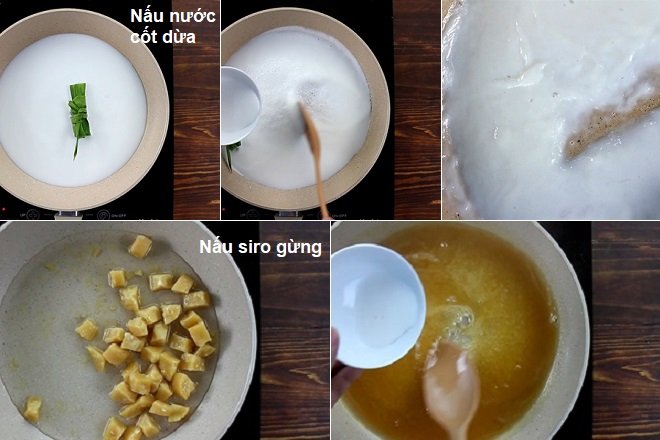 cách làm nước cốt dừa, nấu siro gừng
