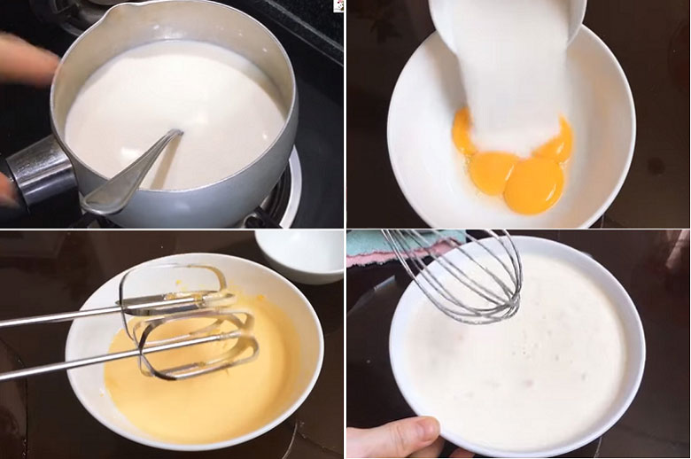 Cách làm kem bằng máy đánh trứng trước tiên phải đánh trứng