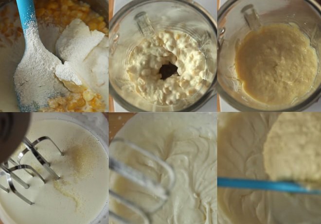 hòa trộn hỗn hợp kem bắp với hỗn hợp kem sữa đường