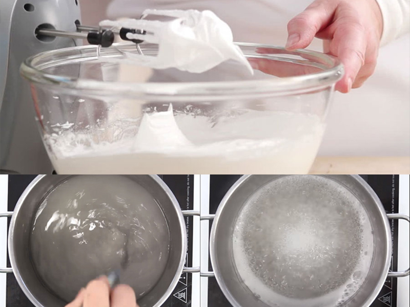 Đánh bông lòng trắng và nấu nước đường