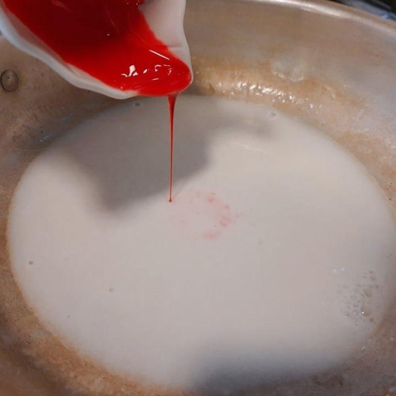 Bước 2 Đun sữa Trà sữa hoa hồng nóng