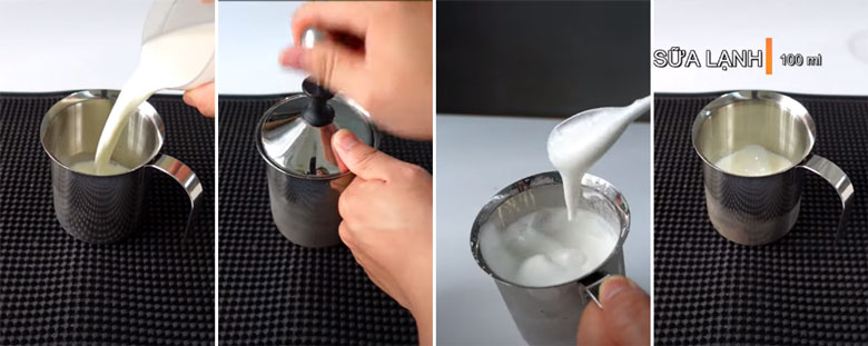 Cách làm trà sữa gạo rang hoa đậu biếc tạo bọt sữa lạnh