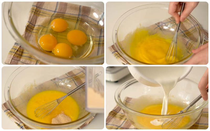 Đánh hỗn hợp trứng sữa
