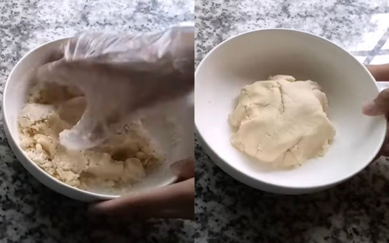 Trộn bột làm ruột bánh
