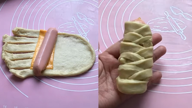 Cho nhân vô bánh mỳ và tạo nên hình