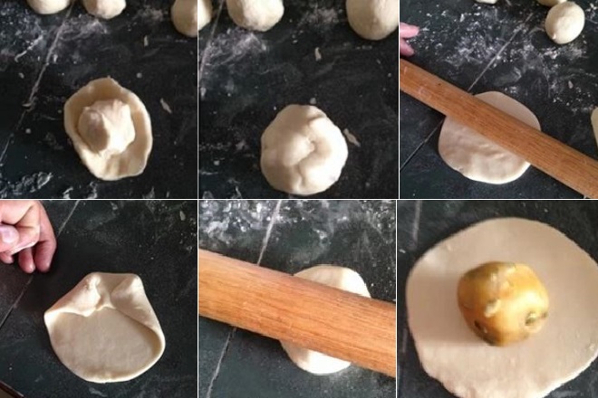 Cách lắp vỏ bánh pía với nhân đậu xanh bí ngô