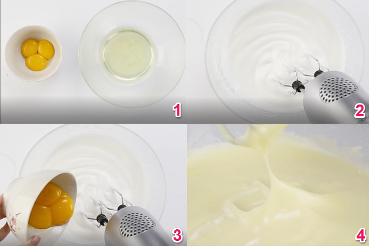 Bước 2 Đánh trộn trứng bánh bông lan bằng chảo chống dính