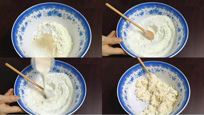 Pha bột làm bánh bao sữa mini