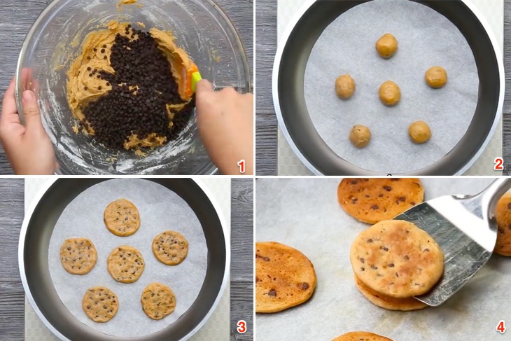 Bước 2 Rán bánh bánh quy chocolate chip bằng chảo chống dính