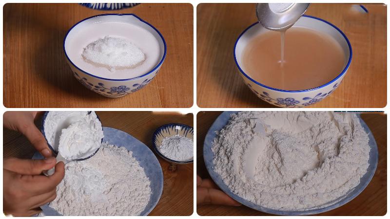 Trộn bột và pha nước cốt dừa
