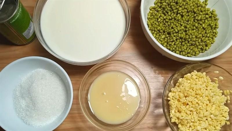 Nguyên liệu món ăn kem đậu xanh sữa dừa