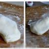 Cho bát hỗn hợp vào một tấm bảng cắt bánh với 100g bột đường cuối cùng. Nhào cho đến khi đường được hấp thụ hoàn toàn vào hỗn hợp một cách mềm mịn.