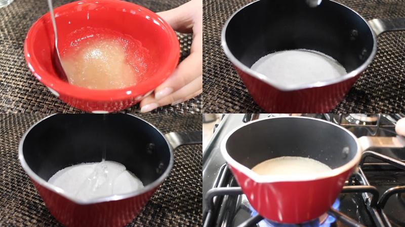 Pha gelatin và nấu nước đường