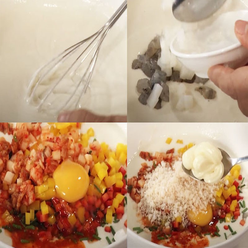 Bước 3 Trộn bột bánh kim chi hải sản