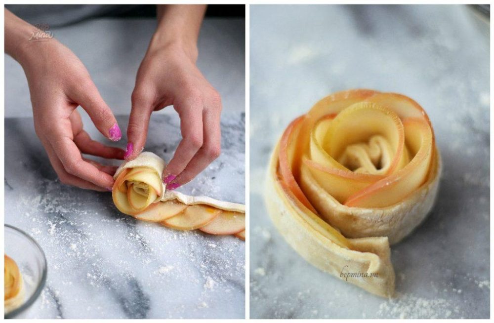 tạo hình bánh táo hoa hồng
