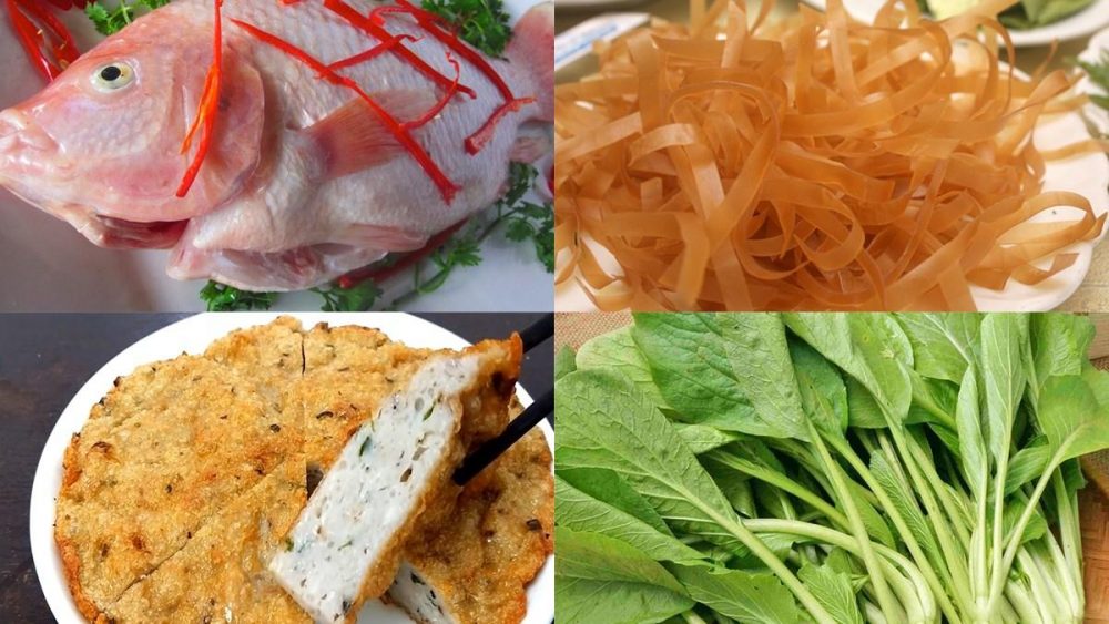 Nguyên liệu món ăn bánh đa cá trộn