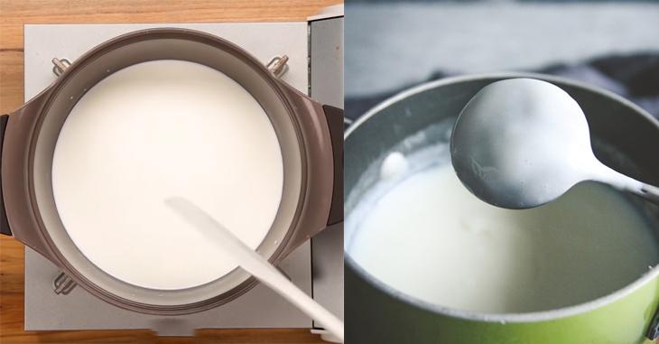 Bước 1 Đun sữa Pudding Tính kể từ khi sữa tươi