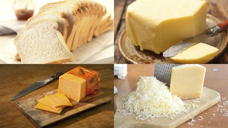 Nguyên liệu món ăn sandwich phô mai - cheese sandwich