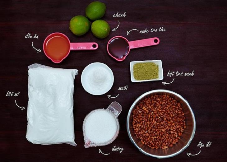 Nguyên liệu đồ ăn bánh trung thu trà xanh rờn đậu đỏ