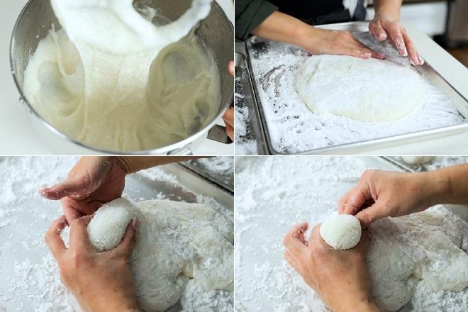 cách trộn bột thực hiện bánh mỳ mochi