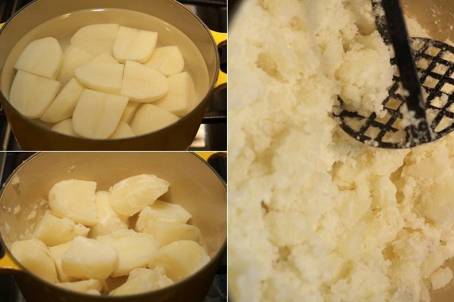 nấu chín và nghiền khoai tây