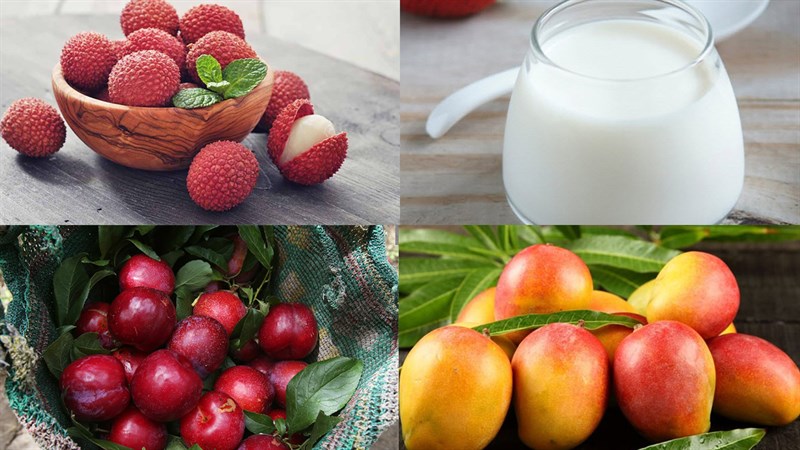 Nguyên liệu món ăn vải bọc sữa chua nhân trái cây