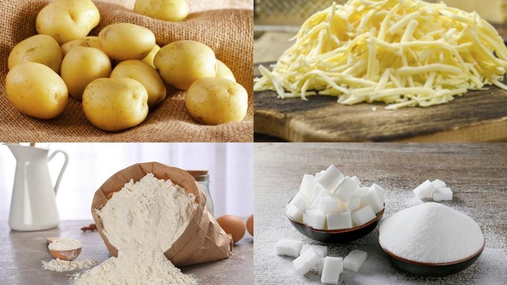 Nguyên liệu món ăn bánh khoai tây và khoai tây viên nhân phô mai