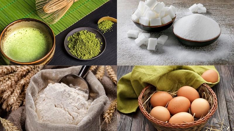 Nguyên liệu thức ăn bánh tiramisu trà xanh