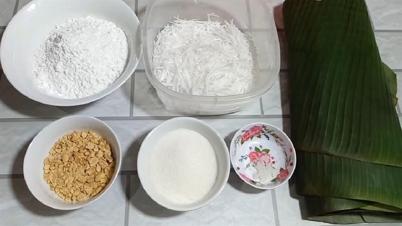 Nguyên liệu món ăn cách làm bánh ít nhân đậu xanh và nhân dừa