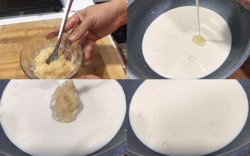 Nấu hỗn hợp sữa với gelatin