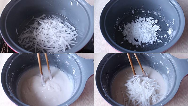Pha bột làm bánh su sê Huế