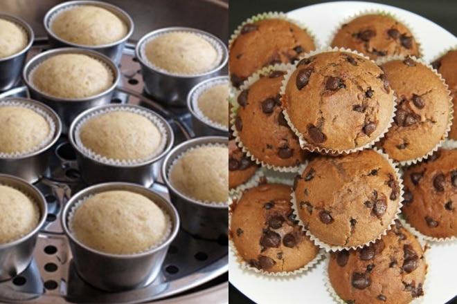 cách làm muffin chocolate chip không cần lò nướng