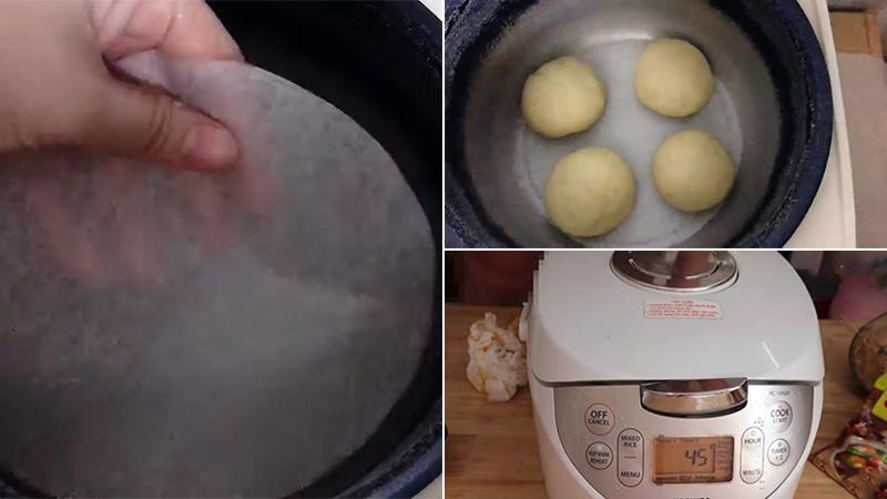 Bước 5: Nướng bánh vày nồi cơm trắng điện